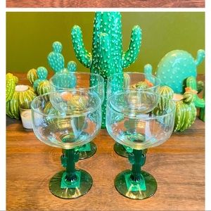 4/$30 Cactus Stemmed Margarita Glasses